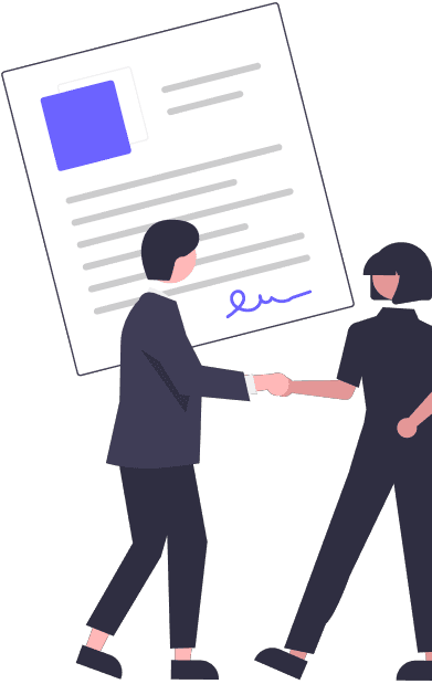 Shaking hands with contract illustration